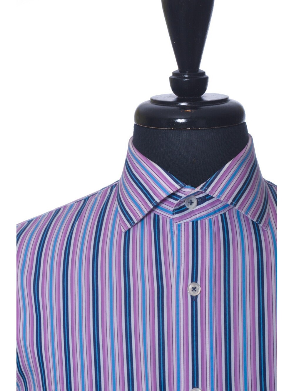 Bugatchi Pink Striped Shaped Fit Dress Shirt XL 38251